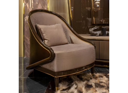 Braun-Beiger Einsitzer Stilvoller Wohnzimmer Lounge Polstersessel