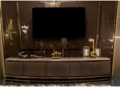 Schicker Beiger TV-Schrank Luxuriöse Wohnzimmer Holz TV-Kommode