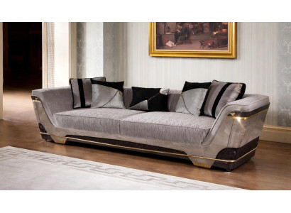 Schicker Grauer 3-Sitzer Wohnzimmer Polstersofas Edle Verarbeitung