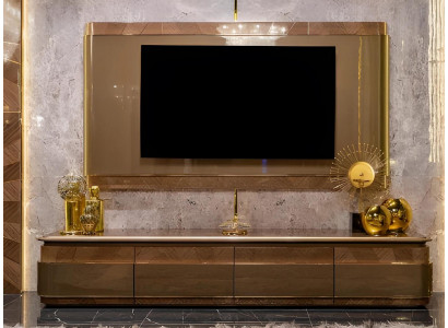 Designer Braune TV-Kommode Luxuriöser TV-Ständer Holz Lowboard