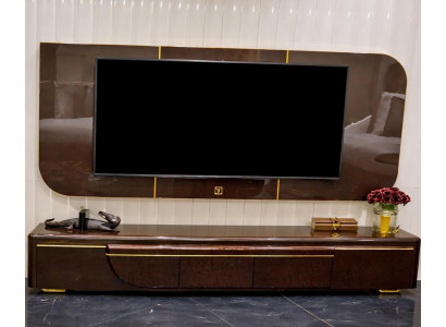 Moderner Brauner TV-Ständer Luxuriöses TV-Lowboard Goldfüße