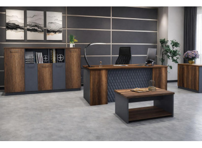 Braun-Graue Arbeitszimmer Garnitur Komplette Büro Ausstattung 4tlg