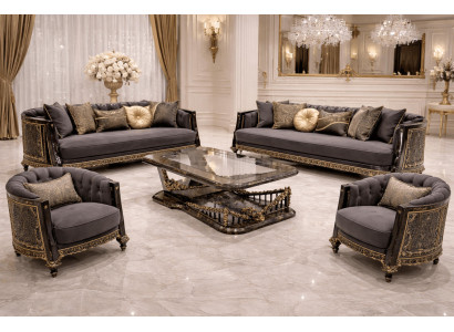 Einzigartige Graue Couchgarnitur Designer Sofas Polstersessel Tisch