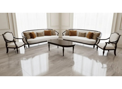 Komplette Weiße Couchgarnitur 2x Textilsofas 2x Einzelsitzer Couchtisch