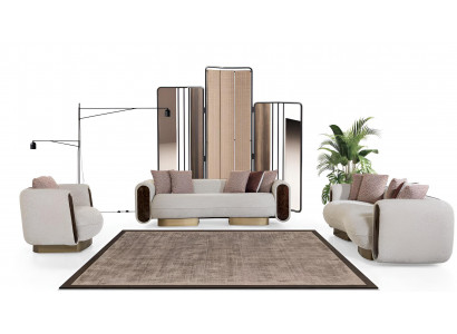 Milchweiße Sofagarnitur Designer 2x Sofas Luxuriöser Sessel 3tlg