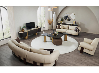 Moderne Wohnzimmer Sitzgarnitur Polstersofas Designer Sessel 3tlg