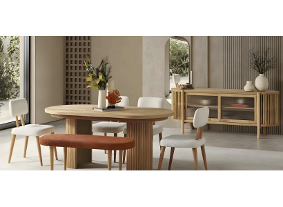 Exklusive Braun-Beige Essgarnitur Robuster Esstisch 4x Stühle Konsole