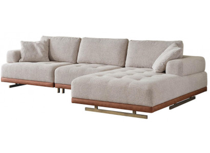 Ecksofa Moderner Stil Beige Stoffbezug Weiches Sofa Eleganter Stil