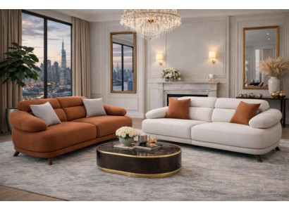 Exklusives Sofa Set Designer Polstercouchen 2x Stilvolle 3-Sitzer