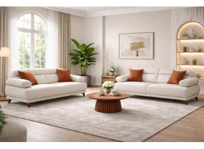 Exklusive Weiße Polstersofas Designer Wohnzimmer 3-Sitzer Couchen