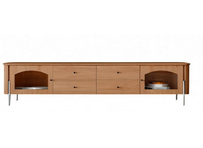 Schickes Braunes TV-Lowboard Robustes Wohnzimmer Holz Sideboard