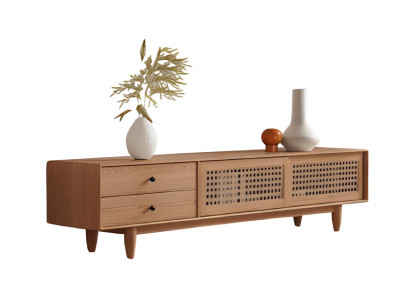 Modernes Braunes Holz Lowboard Designer TV-Sideboard Wohnzimmer Möbel