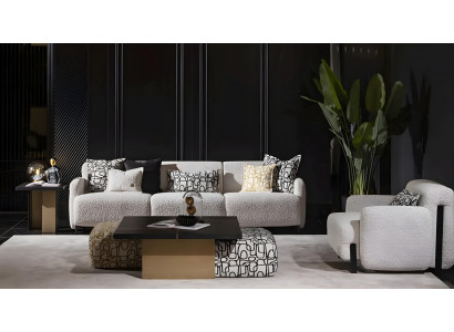 Moderne Couchgarnitur Weißer 3-Sitzer Polstersessel 2tlg Set