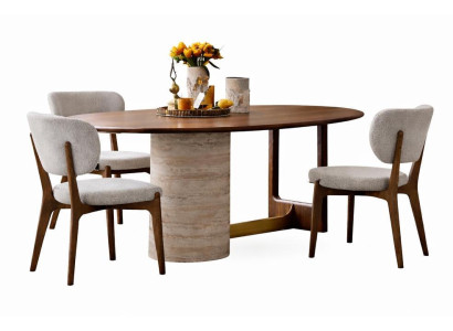 Esszimmer-Set Modernes Stil Beigefarbene Holzrahmen Elegantes Design