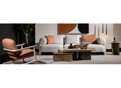 Weiß-Orange Couchgarnitur Weiße Polstercouch Designer Oranger Sessel