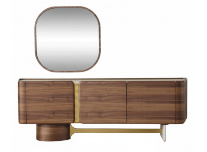 Konsole mit Spiegel Moderner Stil Braun Holzkonsole Geräumige Regale