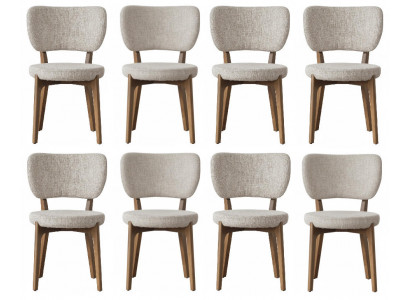 Esstischstühle Set Moderner Stil Beige Holzrahmen Weiche Polsterung