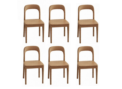 Designer Brauner Stuhl-Set Esszimmergruppe 6x Schicke Küchenstühle