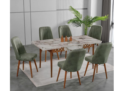 Esszimmer Essgruppen Esstisch Stühle Rechteckig Mramor Weiß Grau