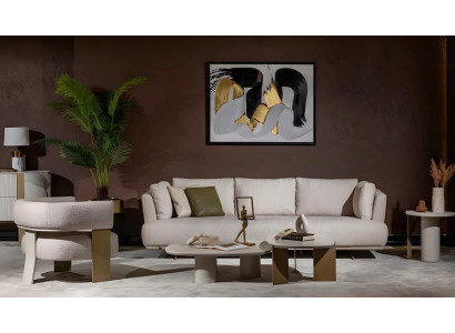 Designer Sofagarnitur Polster 4-Sitzer Textilsofa Einsitzer 3tlg