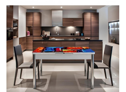 Esszimmer Esstisch Mehrfarbig Marmor Aluminium Tisch Rechteckig Modern