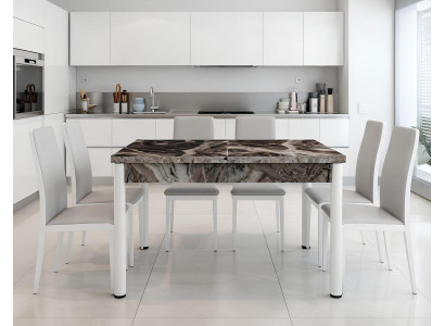 Esszimmer Esstisch Modern Grau Weiß Rechteckig Mramor Aluminium Neu