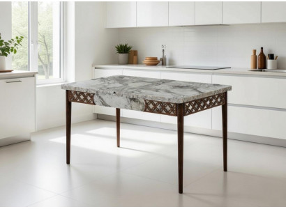 Esstisch Esszimmer Grau Modern Marmor Holz Tisch Rechteckig Luxus