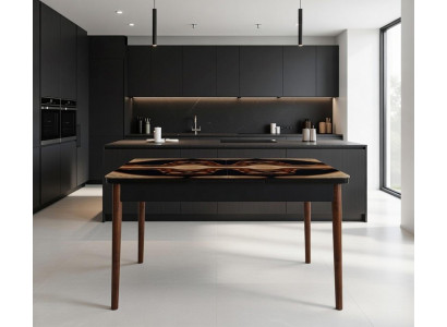 Esstisch Esszimmer Holz Schwarz Braun Rechteckig Stilvoll Tisch Neu