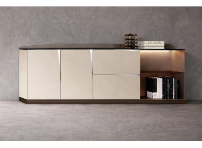 Braun-Beiges Sideboard Exklusive Wohnzimmer Holzanrichte Edler Schrank