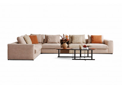 Wohnzimmer Beige Couchgarnitur Schickes L-Form Sofa Designer Sessel