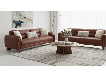 Sofa Set 3+3 Sitzer Wohnzimmer Braun Elegant Sofagarnitur Polstermöbel