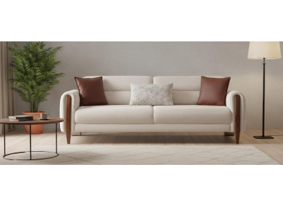 Wohnzimmer Elegant Beige Sofa 3 Sitzer Komfortabel Polstermöbel