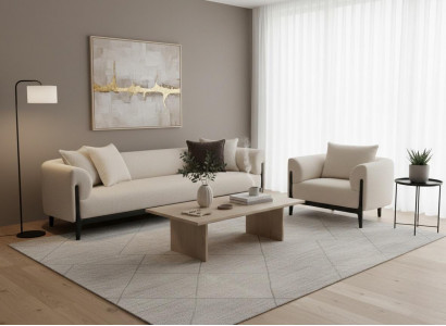 Polstermöbel Sofagarnitur 3+1 Sitzer Wohnzimmer Beige Elegant Set 2tlg