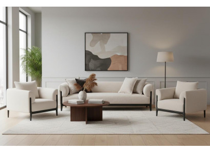 Beige Sofagarnitur 3+1+1 Sitzer Luxusmöbel Wohnzimmer Sofa Set Komfortabel