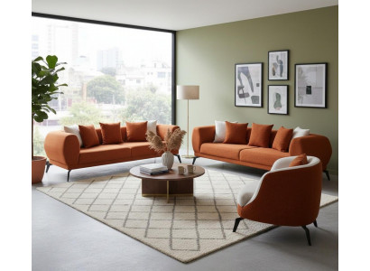 Elegant Wohnzimmer Set 3+3+1 Sitzer Luxusmöbel Elegant Sofagarnitur