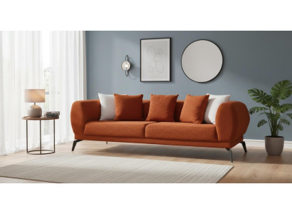 Sofa 3 Sitzer Modern Orange Polstermöbel Luxusmöbel Komfortabel