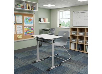 Schulset Modern Ergonomisch Grauer Schultisch Grauer Stuhl