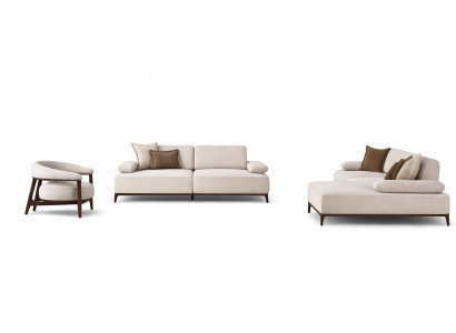 Luxuriöse Wohnzimmer Polstergarnitur Ecksofa 3-Sitzer Sessel 3tlg