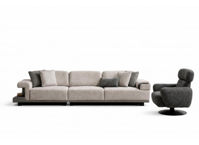 Schicke Wohnzimmer Sofagarnitur Textilcouch Designer Sessel 2tlg Set