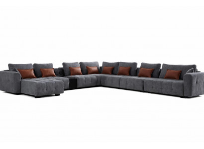 Ecksofa U-Form Modern Grau Designer-Sofa Elegant Komfortabel Stoff