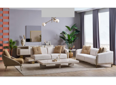 Wohnzimmer Set 2 Sofas Sessel Beistelltisch Couchtisch Sideboard