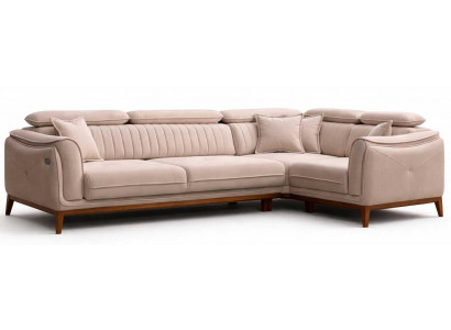 Ecksofa L-Form Modern Beige Designer-Sofa Elegant Komfortabel Stoff