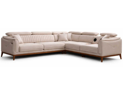 Ecksofa L-Form Beige Modern Designer Elegant Komfortabel Stoff Modular