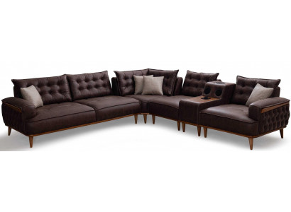 Ecksofa L-Form Modern Braun Designer-Sofa Elegant Komfortabel Stoff
