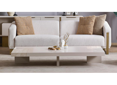 Wohnzimmer Set 4-Sitzer Sofa & Couchtisch Japandi Stil Modern