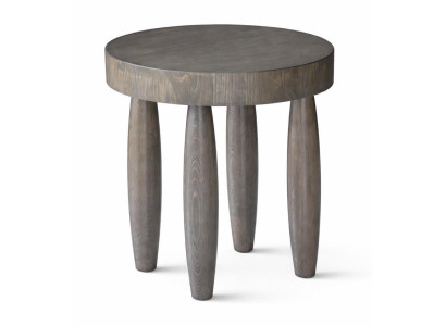 Beistelltisch Grau Moderner Stil Holzbeine Holzplatte Runder Tisch