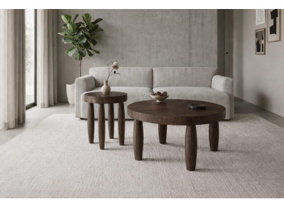 Couchtisch-Set Moderner Stil Braun Holzbeine Holzplatte Runder Tisch