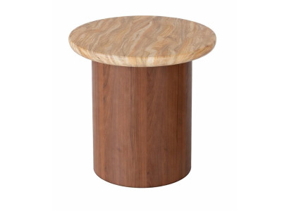 Beistelltisch Moderner Stil Braun Holzbeine Holzplatte Runder Tisch