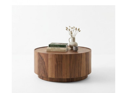 Mittlerer Tisch Dunkelbraun Braun Moderner Stil Holzplatte Holzbeine