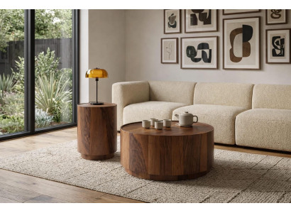 Couchtisch-Set Braune Farbe Moderner Stil Holzbeine Tischplatte Holz